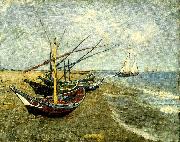 Vincent Van Gogh fiskear pa stranden vid saintes-mariesbat painting